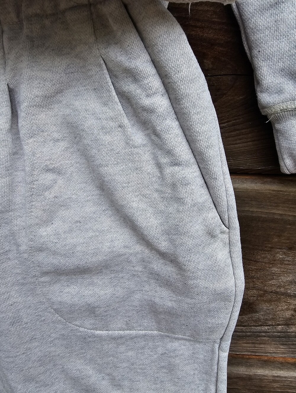 Something Navy Beige Ruffle Shoulder Sweatshirt Jogger Set Size M Lounge Set - Picture 5 of 13